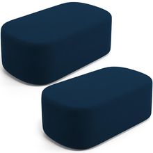 Kit 02 Puffs Decorativos Orgânicos Para Living Quarto 100cm Doha W01 Suede Azul Marinho - Lyam Decor