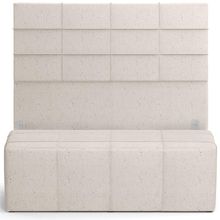 Kit Cabeceira Cama Box Queen 160cm com Calçadeira Roma W01 Linho Cru - Lyam