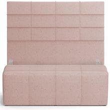 Kit Cabeceira Cama Box King 195cm com Calçadeira Roma W01 Linho Rosê - Lyam