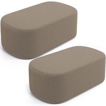 Kit 02 Puffs Decorativos Orgânicos Para Living Quarto 100cm Doha W01 Bouclê Bege - Lyam Decor