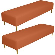Kit 02 Puffs Decorativo Sala de Estar Bali W01 Pés Palito 170x60cm Tecido Terracota - Lyam Decor