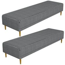 Kit 02 Puffs Decorativo Sala de Estar Bali W01 Pés Palito 190x60cm Pied Poule - Lyam Decor
