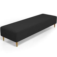Puff Decorativo Sala de Estar Bali W01 Pés Palito 210x60cm Bouclê Preto - Lyam Decor