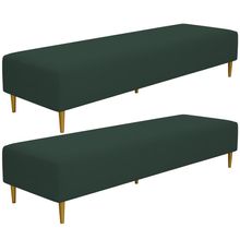 Kit 02 Puffs Decorativo Sala de Estar Bali W01 Pés Palito 190x60cm Suede Verde Musgo - Lyam Decor