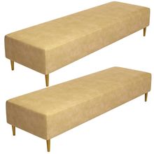 Kit 02 Puffs Decorativo Sala de Estar Bali W01 Pés Palito 210x60cm Couríssimo Fendi - Lyam Decor