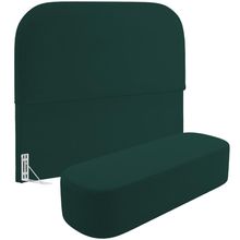 Cabeceira Cama Box King 195cm Lanna com Puff Recamier Doha W01  Bouclê Verde - Lyam Decor