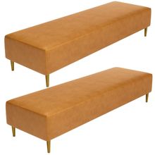 Kit 02 Puffs Decorativo Sala de Estar Bali W01 Pés Palito 170x60cm Couríssimo Whisky - Lyam Decor