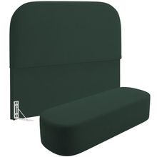 Cabeceira Cama Box Queen 160cm Lanna com Puff Recamier Doha W01  Suede Verde Musgo - Lyam Decor