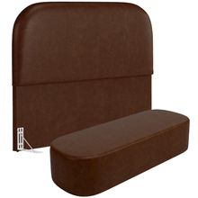 Cabeceira Cama Box Casal 140cm Lanna com Puff Recamier Doha W01  Couríssimo Marrom - Lyam Decor