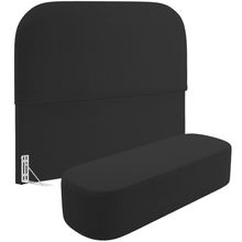 Cabeceira Cama Box Casal 140cm Lanna com Puff Recamier Doha W01  Bouclê Preto - Lyam Decor