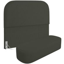 Cabeceira Cama Box Queen 160cm Lanna com Puff Recamier Doha W01  Linho Verde Musgo - Lyam Decor