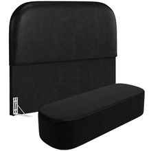 Cabeceira Cama Box King 195cm Lanna com Puff Recamier Doha W01  Couríssimo Preto - Lyam Decor