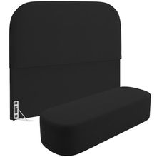 Cabeceira Cama Box Queen 160cm Lanna com Puff Recamier Doha W01  Suede Preto - Lyam Decor
