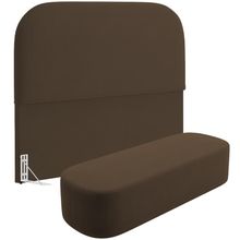 Cabeceira Cama Box Queen 160cm Lanna com Puff Recamier Doha W01  Suede Marrom - Lyam Decor