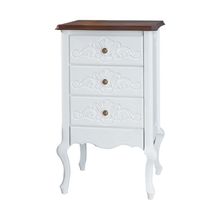 Mesa de Cabeceira Decorativa Zahra 3 Gavetas Branco/Imbuía - Gran Belo