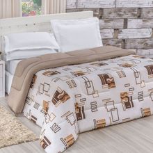 Edredom King Quality Estampado Dupla Face 100% Algodão Fio Penteado 1 Peça - Avelã