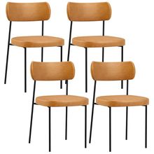 Kit 04 Cadeiras Decorativas Estofadas Para Sala de Jantar Melina F01 Couríssimo Whisky - Lyam Decor