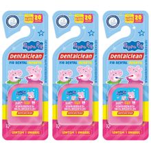 3 FIO DENTAL INFANTIL - PEPPA PIG - 20M - ROSA - DENTALCLEAN