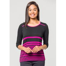 Blusa Pau a Pique 3/4 Listrada Fúcsia