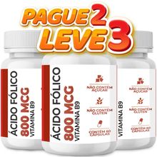 Ácido Fólico Vitamina B9 800mcg 60 cápsulas Leve 3 Pague 2