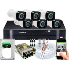 Kit Cftv Monitoramento 6 Câmeras de Segurança hd Dvr 8Ch Intelbras c/hd
