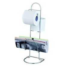Porta Papel Higienico de Chão com Revisteiro Suporte para 2 Rolos Cromado - Kit com 2 unidades