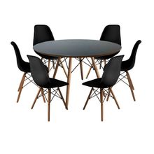 Conjunto de Jantar Mesa Eiffel 120cm Preta + 6 Cadeiras Eiffel DKR Pretas