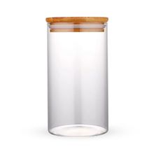 Pote Hermético Tampa de Bambu Para Alimentos Condimentos Temperos Cilíndrico 850ML