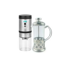 Kit Cafeteira Prensa Francesa de Vidro Modelo Coffee 350ML e Moedor de Grãos de Café Elétrico Carregamento USB