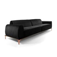 Sofá 4 Lugares Sala de Estar Base de Madeira Euro 280 cm Veludo Preto - Gran Belo