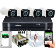 Kit Cftv 4 Cameras Segurana 1080p Full Hd Dvr Intelbras 500GB