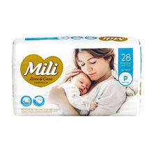 Fralda Descartável Mili - Love &amp; Care Tam P Pacote c/ 28