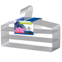 Cabide para Calça Triplo Calceiro Cromado Organização Roupa Armario - Kit com 30 Unidades