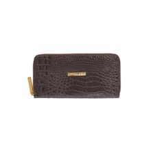 Carteira feminina de couro croco Cindy 9,5x19cm