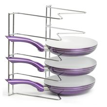 Organizador Armário de Cozinha Porta Tampas Travessas Frigideiras Formas Suporte Cromado