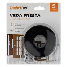 Veda Fresta Fita Adesiva Vedação Protetor Porta Janela Comfort Door Plástico Flexível 5 Metros Preto