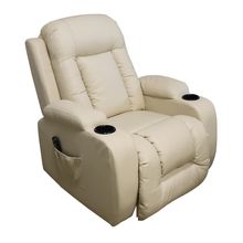 Poltrona do Papai Austin com Elevação Lift 150º Massagem Aquecimento PU Bege G31 - Gran Belo