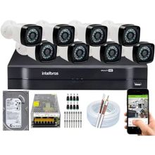 Kit Cftv 8 Cameras Segurança  Hd Dvr Mhdx Intelbras C/ HD
