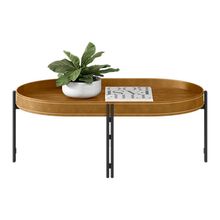 Mesa de Centro Isi Nature Fosco e Couro Caramelo 93x35 cm L04 - D&#039Rossi