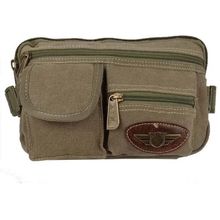 Pochete Masculina Reforçada Em Lona Vários Bolsos Verde Militar
