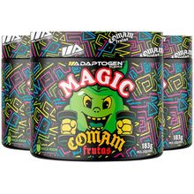 Combo 3 Pré Treino Magic Comam Frutas 183g Sabor Maça Verde