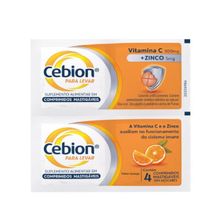 Vitamina C + Zinco Cebion 4 Comprimidos Mastigáveis