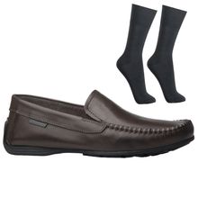 Kit Mocassim Pegada Drive Mister Masculina + Par De Meia