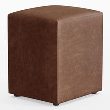 Puff Quadrado Decorativo L02 Sala de Estar Couríssimo Marrom - Lyam Decor