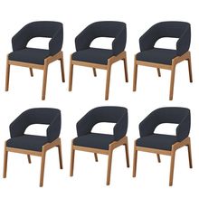 Kit 06 Cadeiras de Jantar e Estar Living Estofada Lince L02 Suede Preto - Lyam Decor