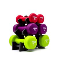 KIT HALTERES NEOPRENE COLORIDOS + SUPORTE AHEAD SPORTS 12KG