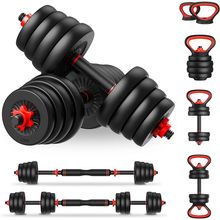 KIT HALTERES 6 EM 1 PESO MUSCULAÇÃO ATÉ 40KG AJUSTÁVEL PRETO