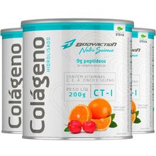 3x Colágeno Hidrolisado Peptídeos Ácido Hialurônico 200g - Laranja