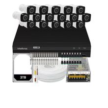 Kit Dvr Intelbras 16 Canais H.265 3tb 16 Câmeras Full Hd 20m