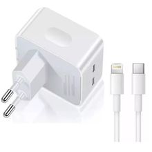 Carregador Turbo Duplo Usb-c Compativel iPad e iPhone 12 13 14 - 40w